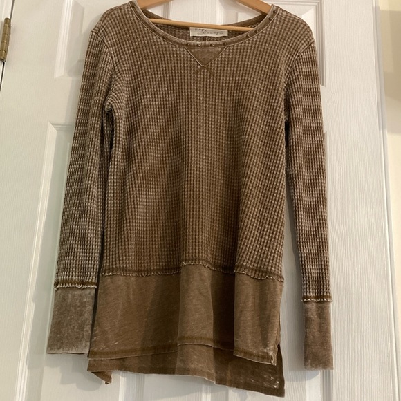 Vintage Havana Boho Copper Waffle Knit Faded Top Large - Picture 2 of 7